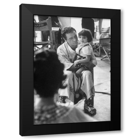 Elizabeth Taylor and Richard Burton Black Modern Wood Framed Art Print with Double Matting by Hollywood Photo Archive