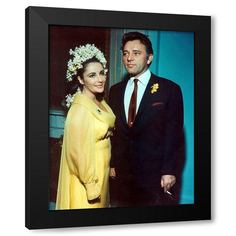Elizabeth Taylor and Richard Burton Black Modern Wood Framed Art Print with Double Matting by Hollywood Photo Archive