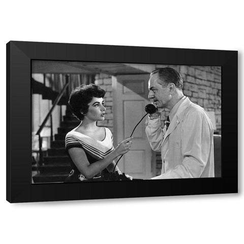 Elizabeth Taylor Black Modern Wood Framed Art Print by Hollywood Photo Archive