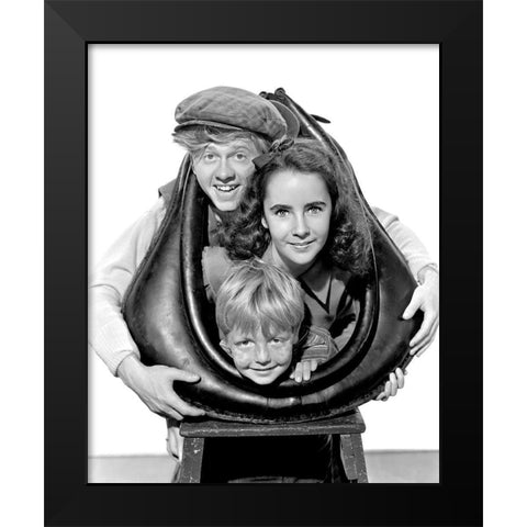 National Velvet - Elizabeth Taylor, Andy Rooney and Jackie Jenkins Black Modern Wood Framed Art Print by Hollywood Photo Archive