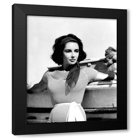 Elizabeth Taylor Black Modern Wood Framed Art Print by Hollywood Photo Archive