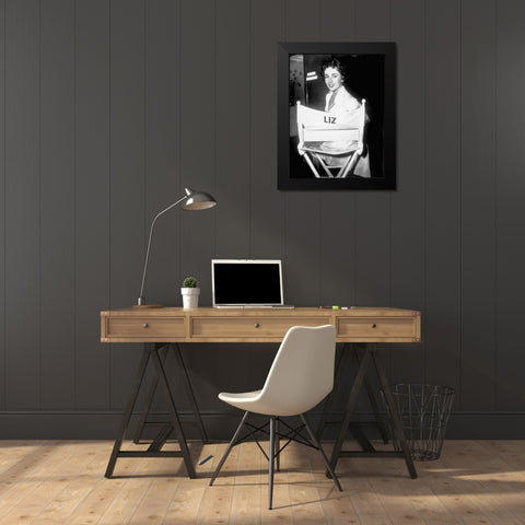 Elizabeth Taylor Black Modern Wood Framed Art Print by Hollywood Photo Archive