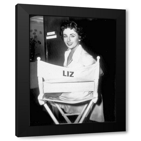 Elizabeth Taylor Black Modern Wood Framed Art Print with Double Matting by Hollywood Photo Archive