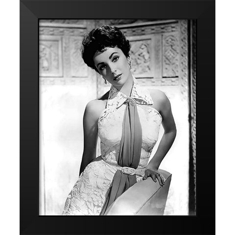 Elizabeth Taylor Black Modern Wood Framed Art Print by Hollywood Photo Archive