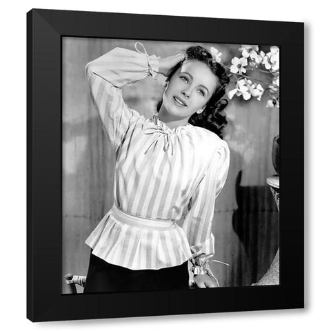 Elizabeth Taylor Black Modern Wood Framed Art Print by Hollywood Photo Archive