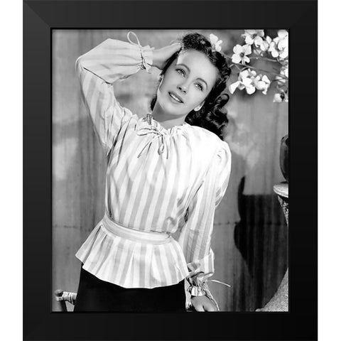 Elizabeth Taylor Black Modern Wood Framed Art Print by Hollywood Photo Archive