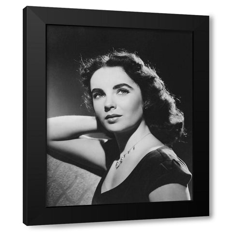 Elizabeth Taylor Black Modern Wood Framed Art Print with Double Matting by Hollywood Photo Archive