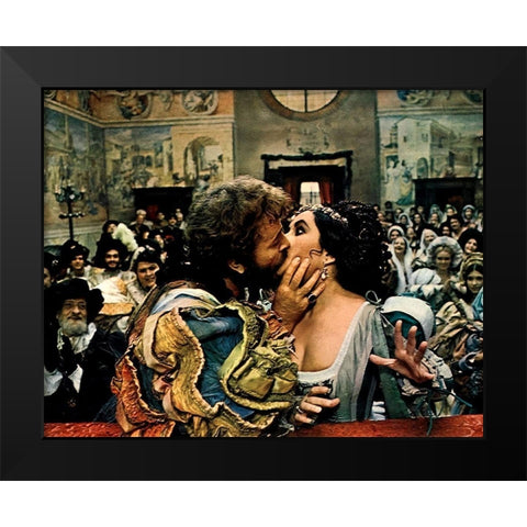 The Taming of the Shrew - Elizabeth Taylor and Richard Burton Black Modern Wood Framed Art Print by Hollywood Photo Archive