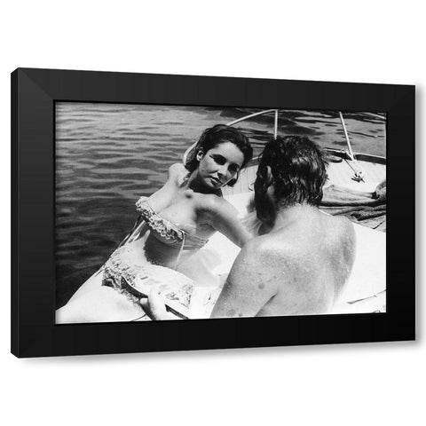 Elizabeth Taylor Black Modern Wood Framed Art Print by Hollywood Photo Archive