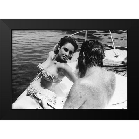 Elizabeth Taylor Black Modern Wood Framed Art Print by Hollywood Photo Archive