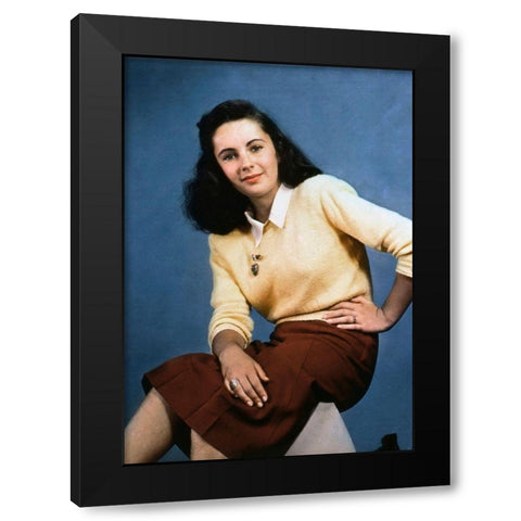 Elizabeth Taylor Black Modern Wood Framed Art Print by Hollywood Photo Archive