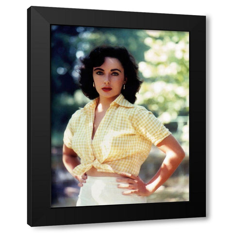 Elizabeth Taylor Black Modern Wood Framed Art Print with Double Matting by Hollywood Photo Archive