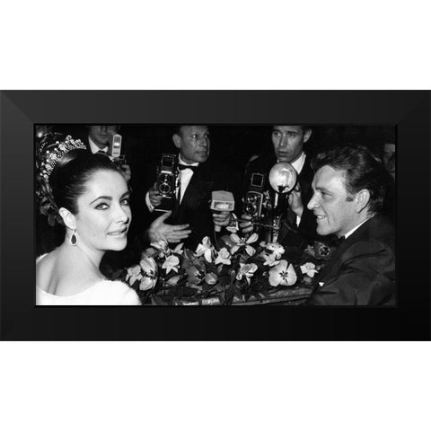 Elizabeth Taylor Black Modern Wood Framed Art Print by Hollywood Photo Archive