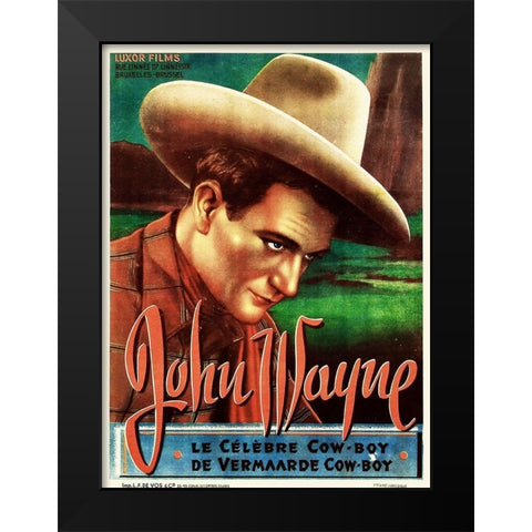 Dutch - John Wayne the Celebrated Cowboy Black Modern Wood Framed Art Print by Hollywood Photo Archive