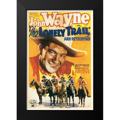 The Lonely Trail with John Wayne and Ann Rutherford Black Modern Wood Framed Art Print by Hollywood Photo Archive