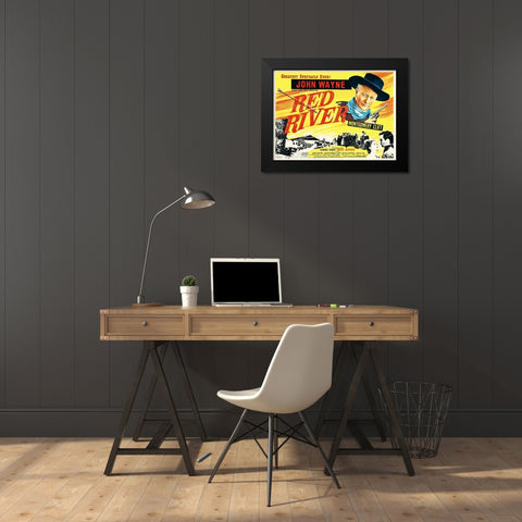 Red River - John Wayne and Montgomery Clift Black Modern Wood Framed Art Print by Hollywood Photo Archive