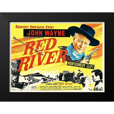 Red River - John Wayne and Montgomery Clift Black Modern Wood Framed Art Print by Hollywood Photo Archive