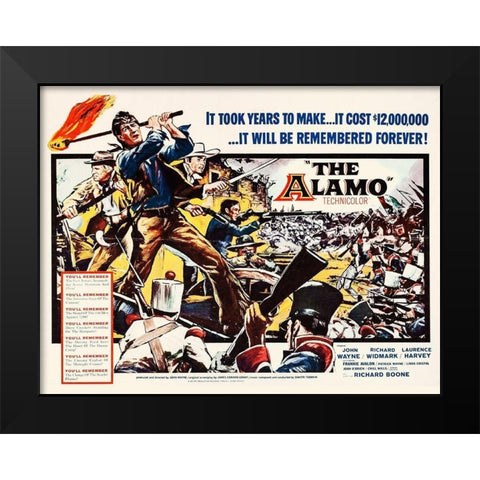 The Alamo - John Wayne Black Modern Wood Framed Art Print by Hollywood Photo Archive