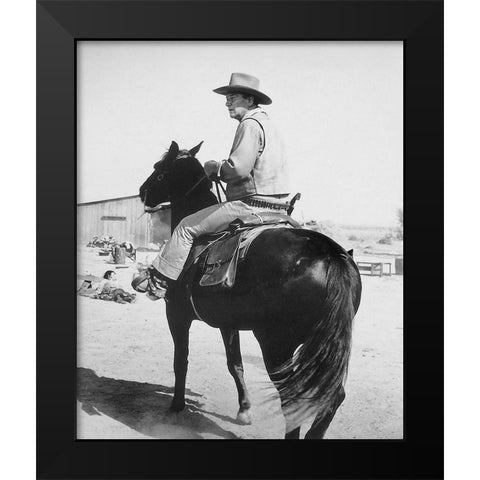 John Wayne - Comancheros Black Modern Wood Framed Art Print by Hollywood Photo Archive