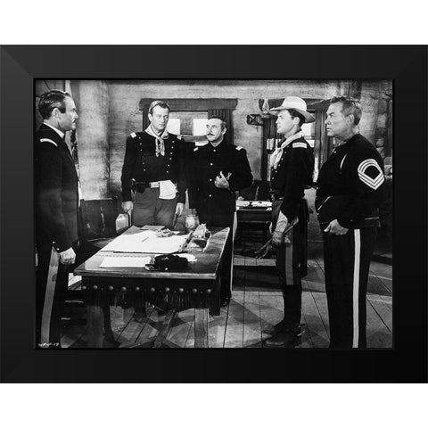 John Wayne - Fort Apache Black Modern Wood Framed Art Print by Hollywood Photo Archive