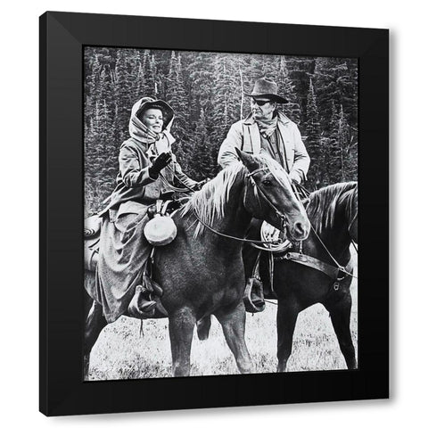 John Wayne - Rooster Coburn Black Modern Wood Framed Art Print with Double Matting by Hollywood Photo Archive