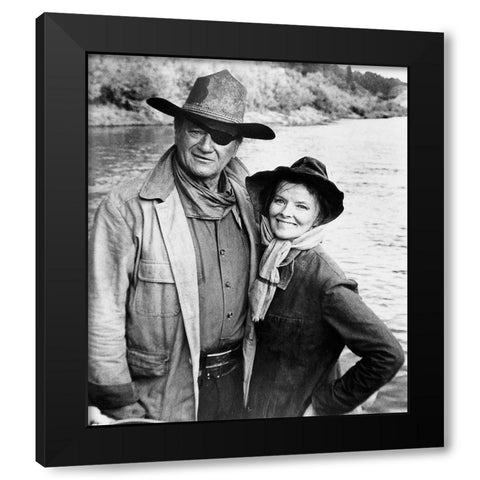 John Wayne - Rooster Coburn Black Modern Wood Framed Art Print with Double Matting by Hollywood Photo Archive