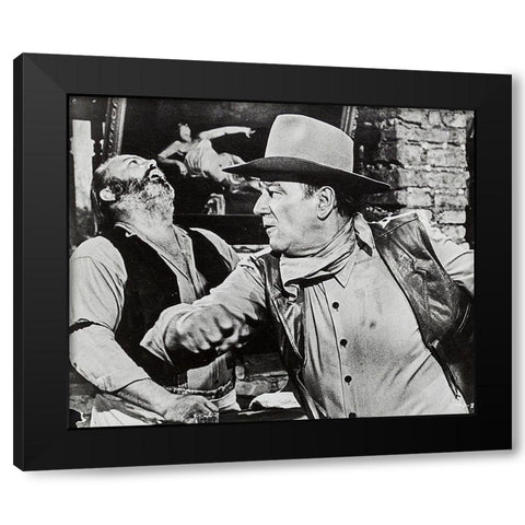 John Wayne Black Modern Wood Framed Art Print with Double Matting by Hollywood Photo Archive