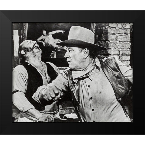 John Wayne Black Modern Wood Framed Art Print by Hollywood Photo Archive