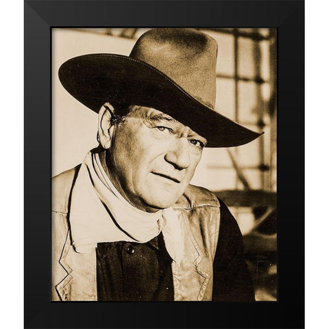 John Wayne Black Modern Wood Framed Art Print by Hollywood Photo Archive