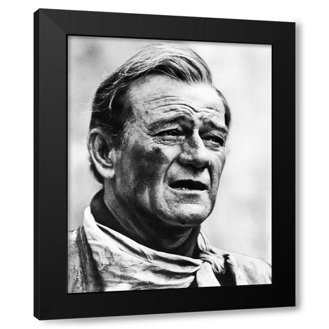 John Wayne Black Modern Wood Framed Art Print with Double Matting by Hollywood Photo Archive