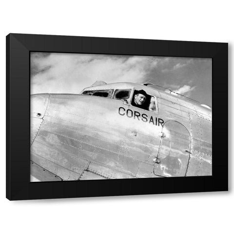 John Wayne Black Modern Wood Framed Art Print with Double Matting by Hollywood Photo Archive