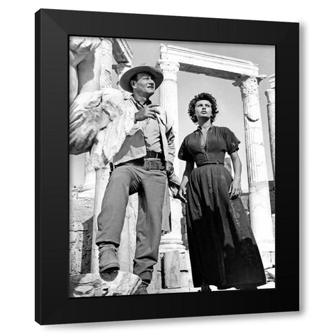 John Wayne Black Modern Wood Framed Art Print by Hollywood Photo Archive
