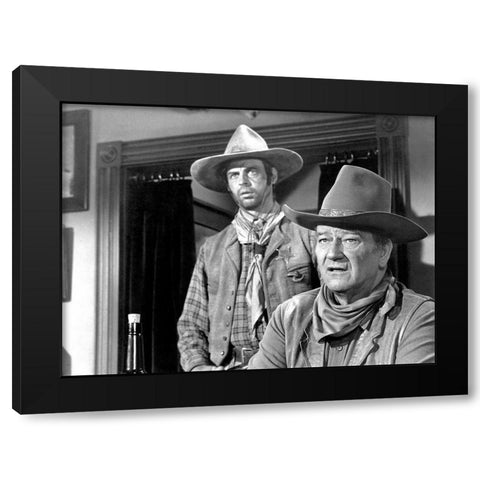 John Wayne Black Modern Wood Framed Art Print by Hollywood Photo Archive