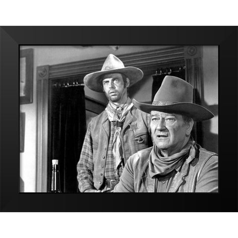 John Wayne Black Modern Wood Framed Art Print by Hollywood Photo Archive