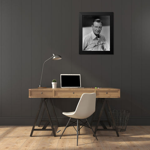John Wayne Black Modern Wood Framed Art Print by Hollywood Photo Archive