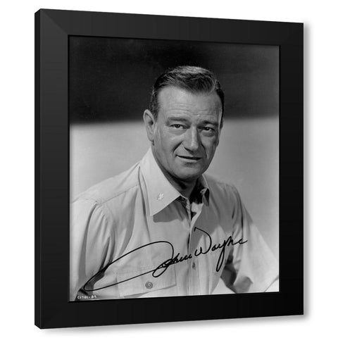 John Wayne Black Modern Wood Framed Art Print with Double Matting by Hollywood Photo Archive