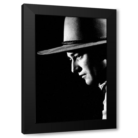 John Wayne Black Modern Wood Framed Art Print with Double Matting by Hollywood Photo Archive