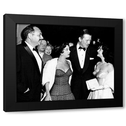 John Wayne Black Modern Wood Framed Art Print with Double Matting by Hollywood Photo Archive