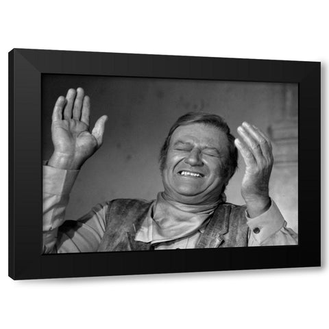 John Wayne Black Modern Wood Framed Art Print with Double Matting by Hollywood Photo Archive