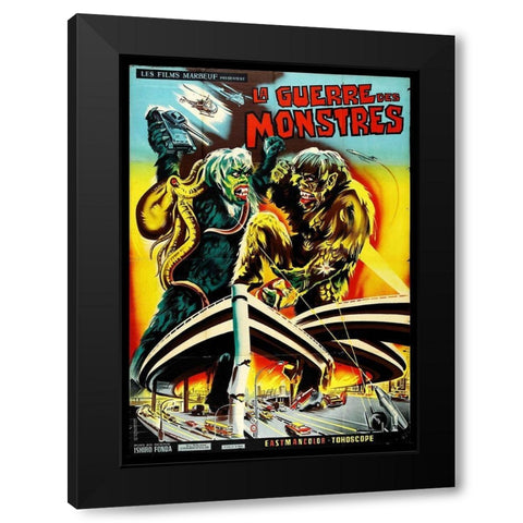 French - Battle of the Monsters Black Modern Wood Framed Art Print by Hollywood Photo Archive