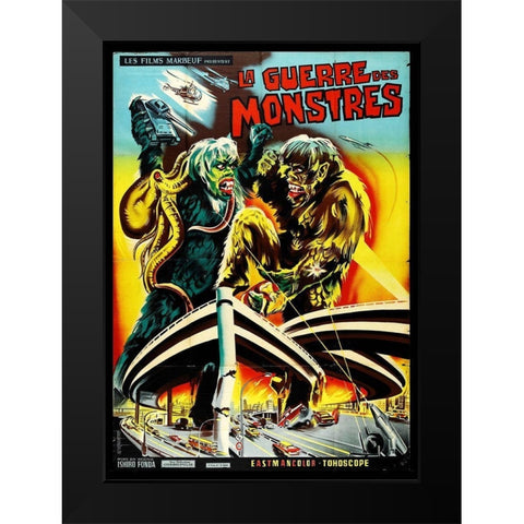 French - Battle of the Monsters Black Modern Wood Framed Art Print by Hollywood Photo Archive