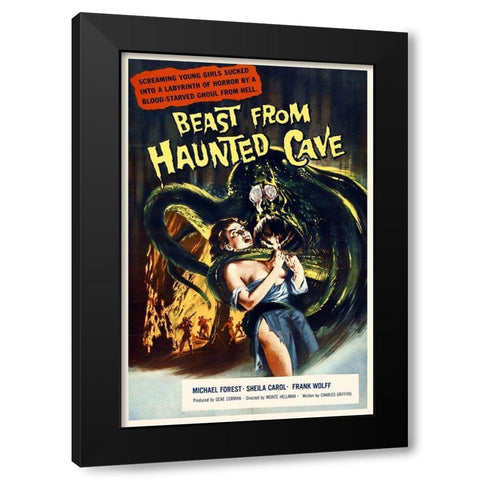 Beast from Haunted Cave Black Modern Wood Framed Art Print with Double Matting by Hollywood Photo Archive