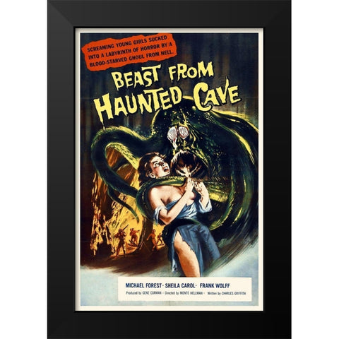 Beast from Haunted Cave Black Modern Wood Framed Art Print by Hollywood Photo Archive