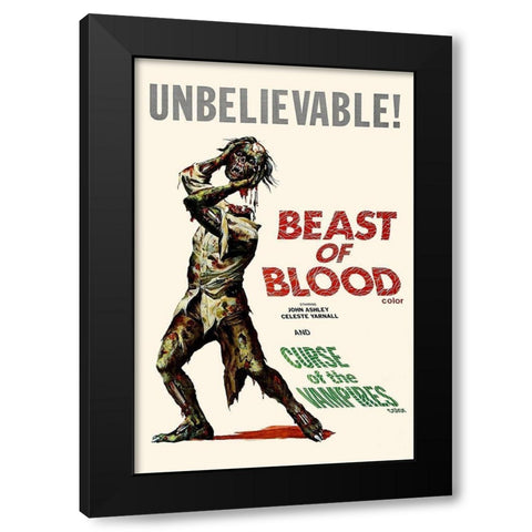Double Feature - Beast of Blood and Curse of the Vampires Black Modern Wood Framed Art Print by Hollywood Photo Archive