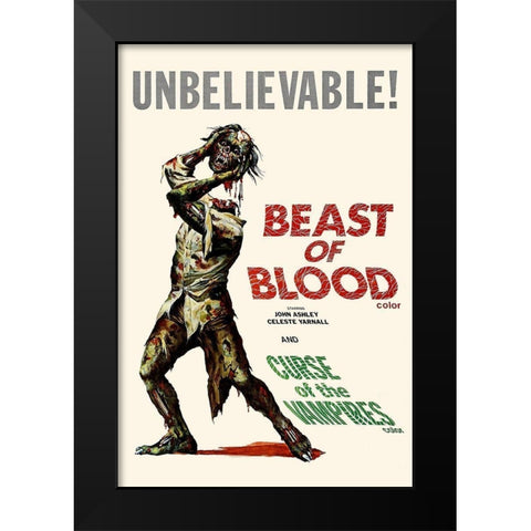 Double Feature - Beast of Blood and Curse of the Vampires Black Modern Wood Framed Art Print by Hollywood Photo Archive