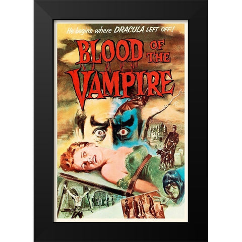 Blood of the Vampire Black Modern Wood Framed Art Print by Hollywood Photo Archive