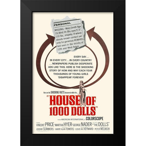 House of 1000 Dolls Black Modern Wood Framed Art Print by Hollywood Photo Archive