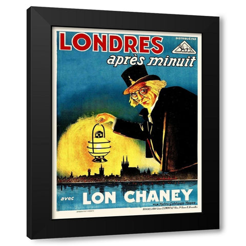 French - London After Midnight Black Modern Wood Framed Art Print with Double Matting by Hollywood Photo Archive
