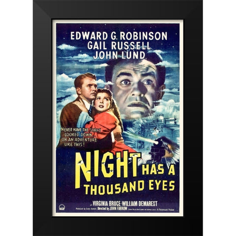 Night has a Thousand Eyes Black Modern Wood Framed Art Print by Hollywood Photo Archive