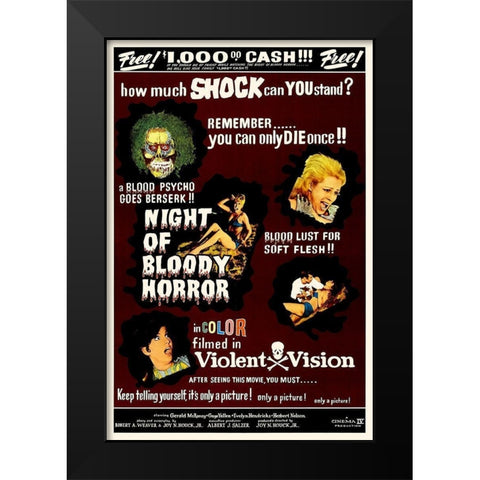 Night of Bloody Horror Black Modern Wood Framed Art Print by Hollywood Photo Archive